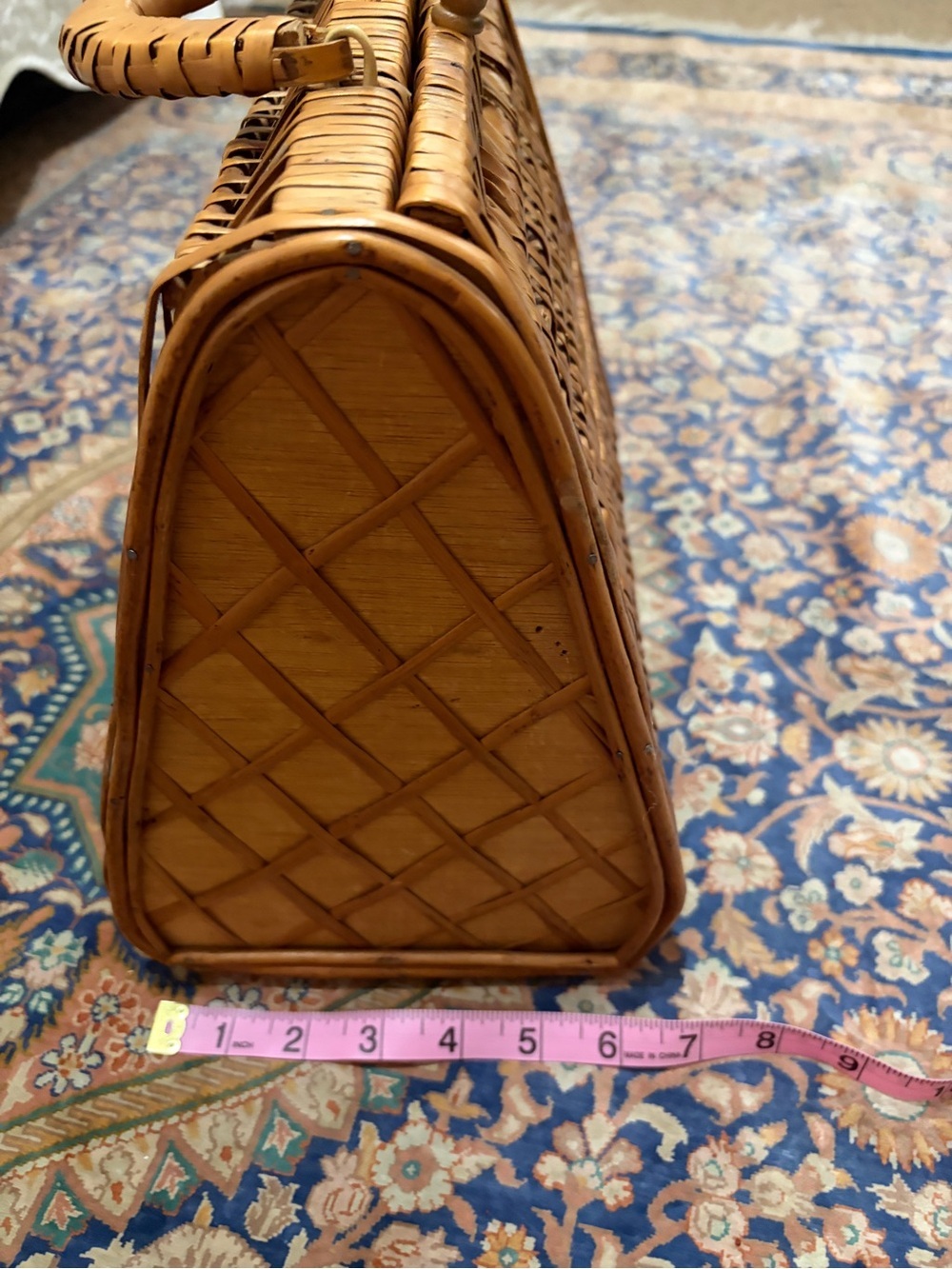 Great condition Vintage Woven Rattan Handbag in Light Brown. 50’s/60’s. So cool - Picture 7 of 11